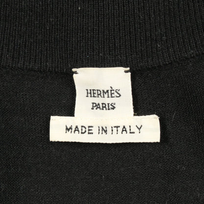 ツイルレーヌ HARNAIS DE COUR ニット カシミヤ シルク ブラック イエローグリーン スカーフ切替 エルメス トップス HERMES