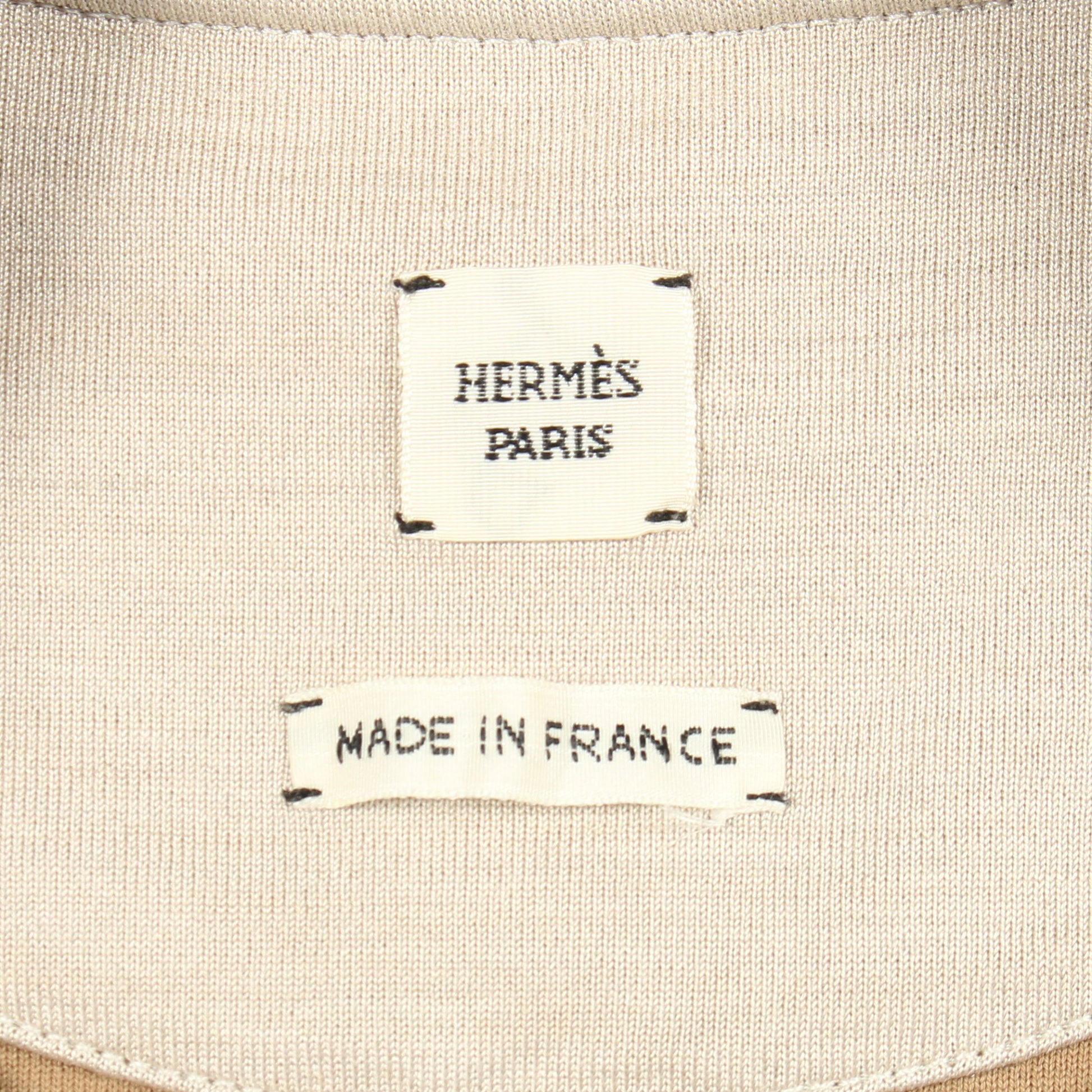 セリエワッペン 長袖Tシャツ コットン シルク グレーベージュ エルメス トップス HERMES