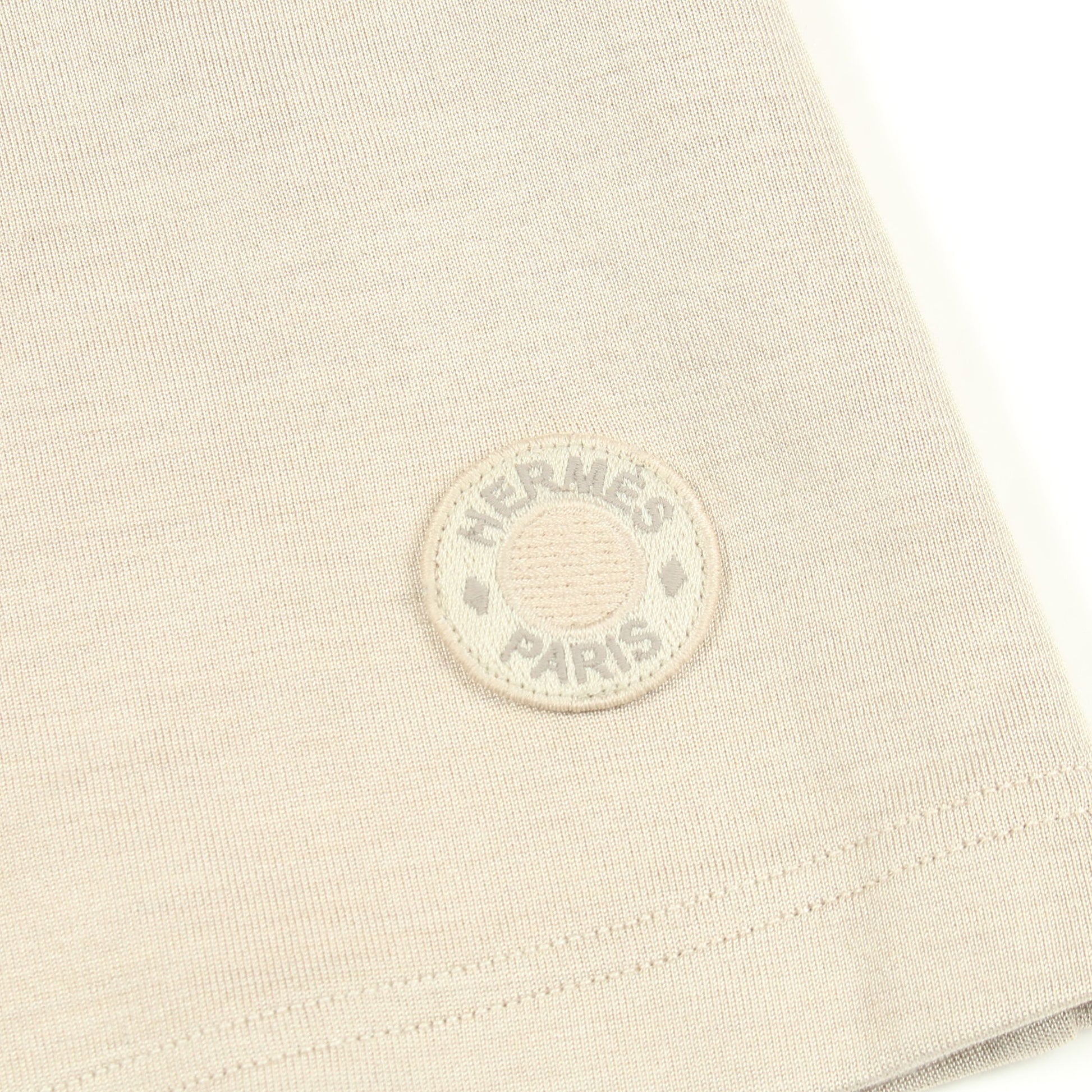 セリエワッペン 長袖Tシャツ コットン シルク グレーベージュ エルメス トップス HERMES