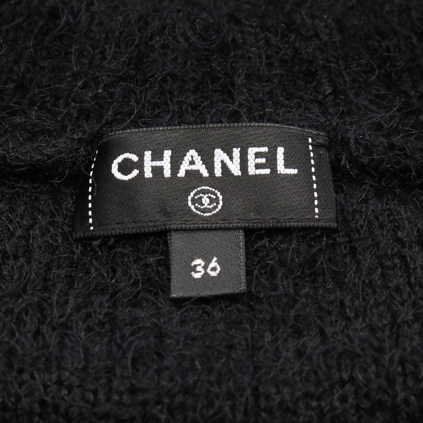 カメリア ニット クルーネック シルク カシミヤ ウール ブラック スパンコール シャネル トップス CHANEL