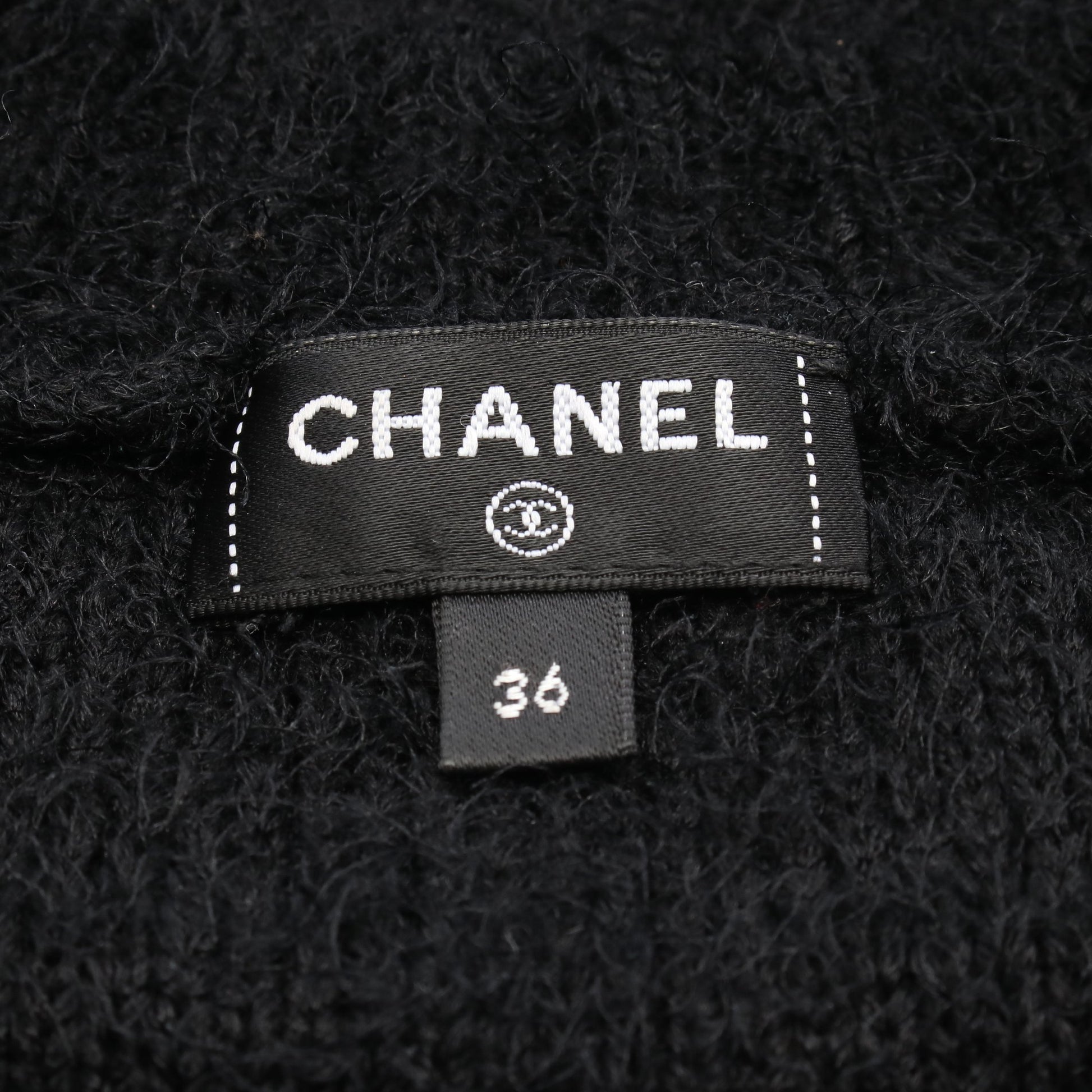 カメリア ニット クルーネック シルク カシミヤ ウール ブラック スパンコール シャネル トップス CHANEL