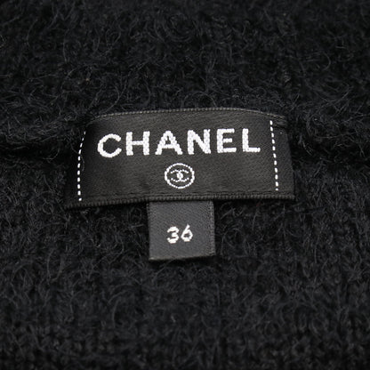 カメリア ニット クルーネック シルク カシミヤ ウール ブラック スパンコール シャネル トップス CHANEL