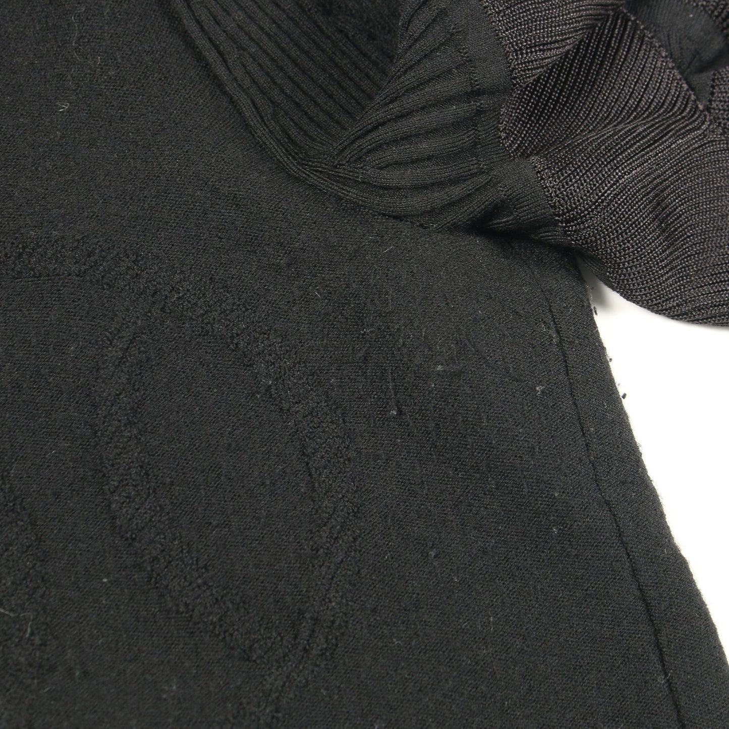 パルフロワリミックス ニット 半袖 ウール ブラック エルメス トップス HERMES