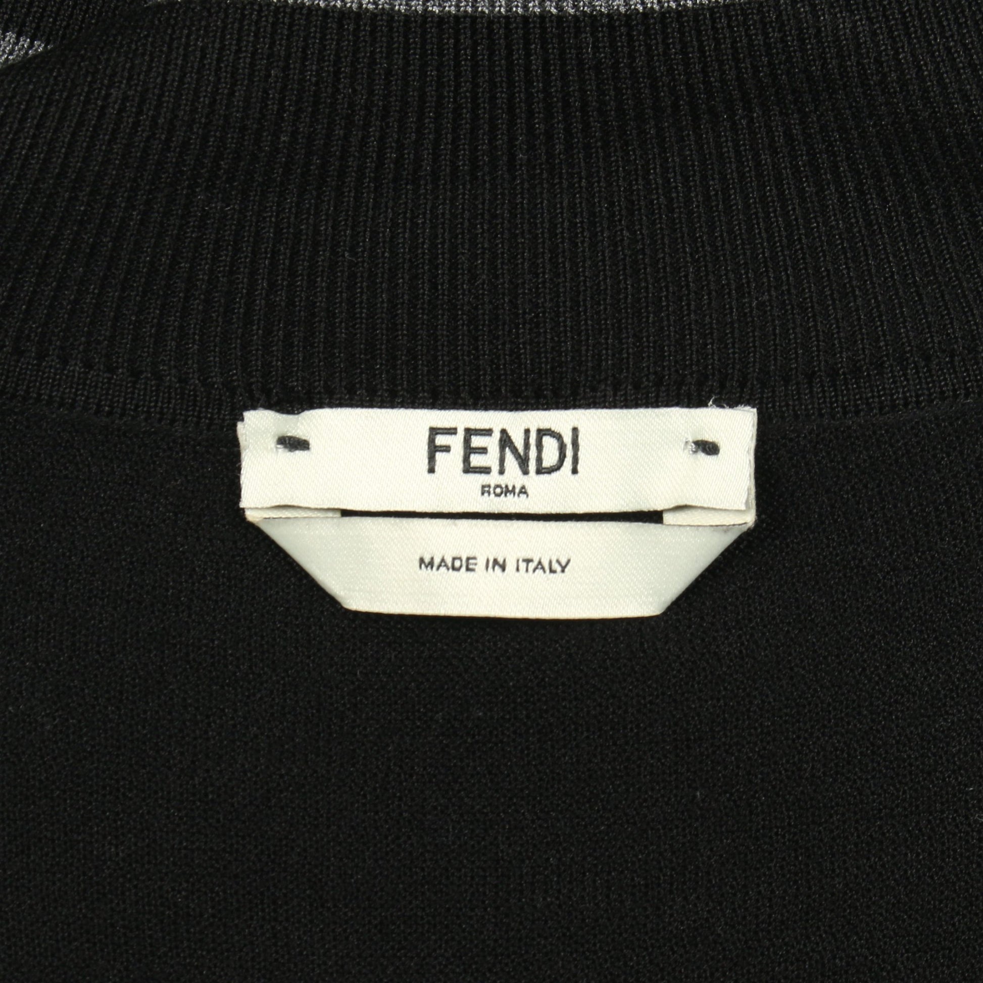 ニット モックネック 長袖 ロゴ シルク ブラック フェンディ トップス FENDI