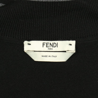 ニット モックネック 長袖 ロゴ シルク ブラック フェンディ トップス FENDI
