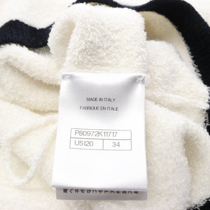 ココマークボタン カーディガン シルク ホワイト ダークネイビー シャネル トップス CHANEL