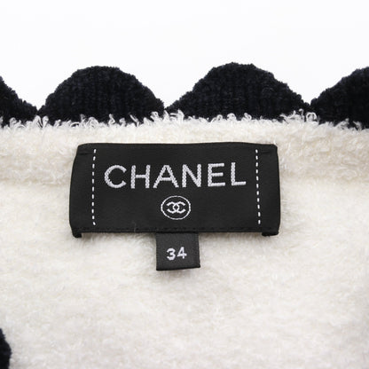 ココマークボタン カーディガン シルク ホワイト ダークネイビー シャネル トップス CHANEL