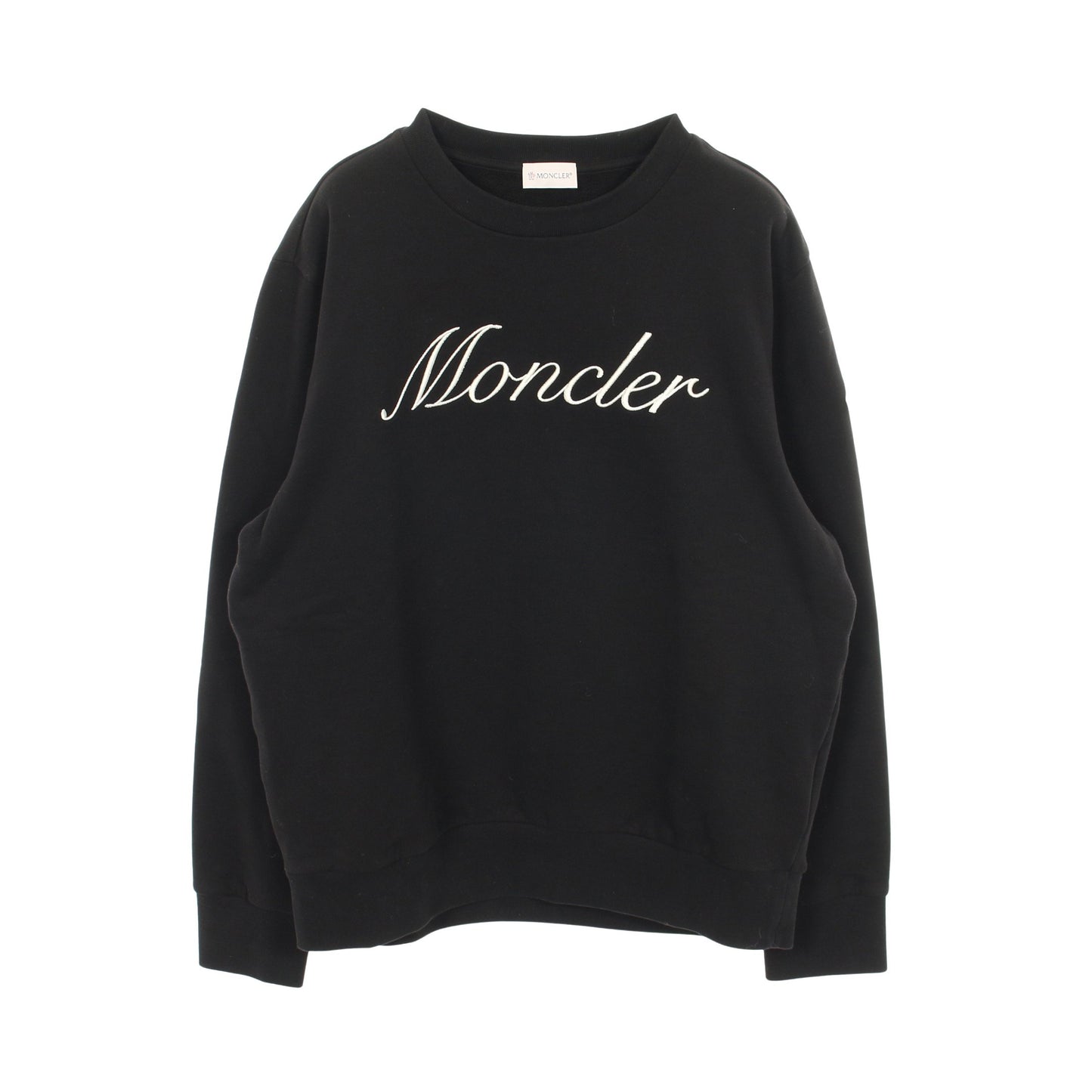スウェットシャツ クルーネック ロゴ刺繍 コットン ブラック モンクレール トップス MONCLER