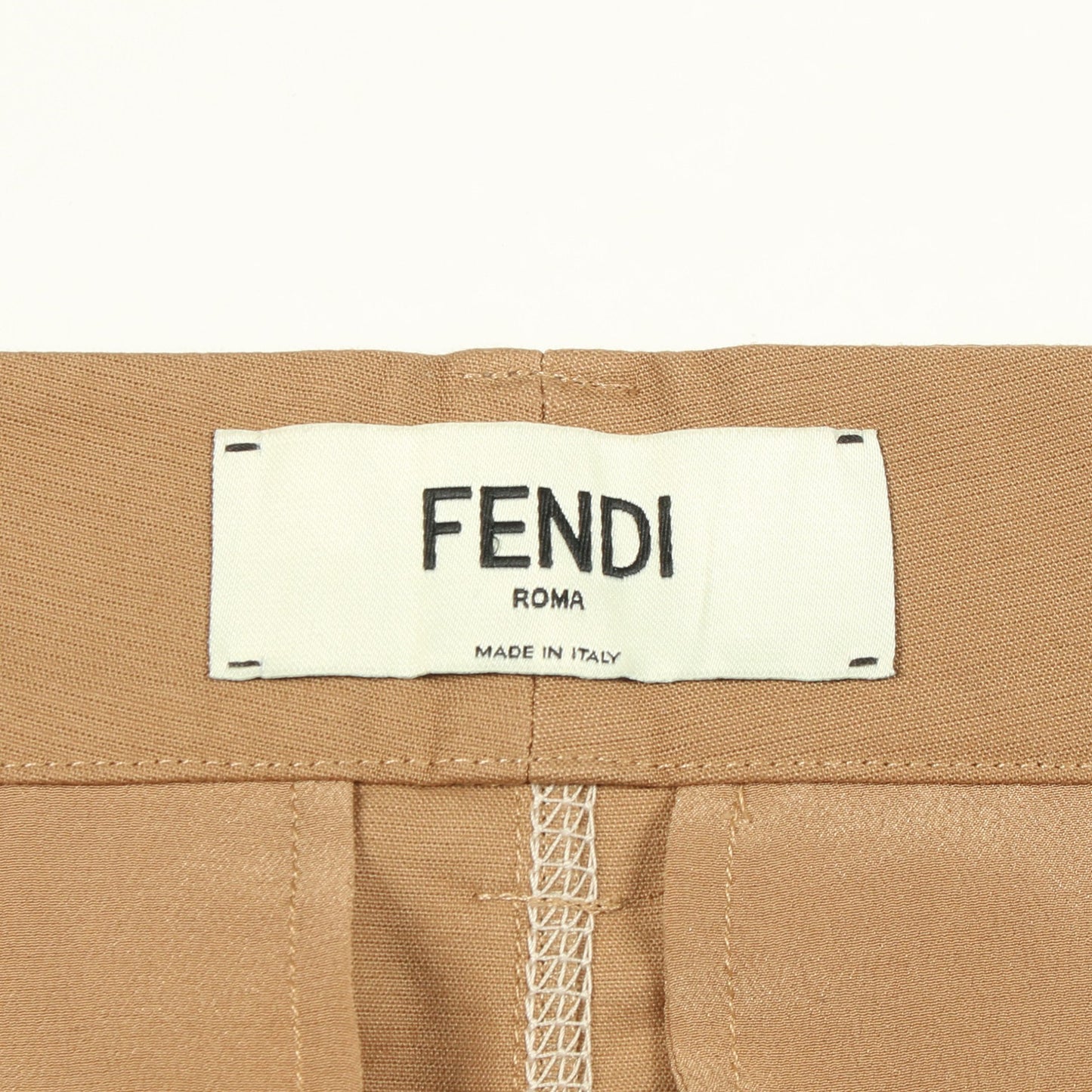 ロゴ刺繍ミディ スカート コットン ライトブラウン フェンディ ボトムス FENDI