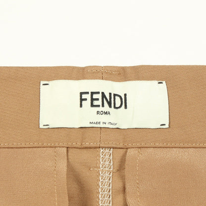 ロゴ刺繍ミディ スカート コットン ライトブラウン フェンディ ボトムス FENDI