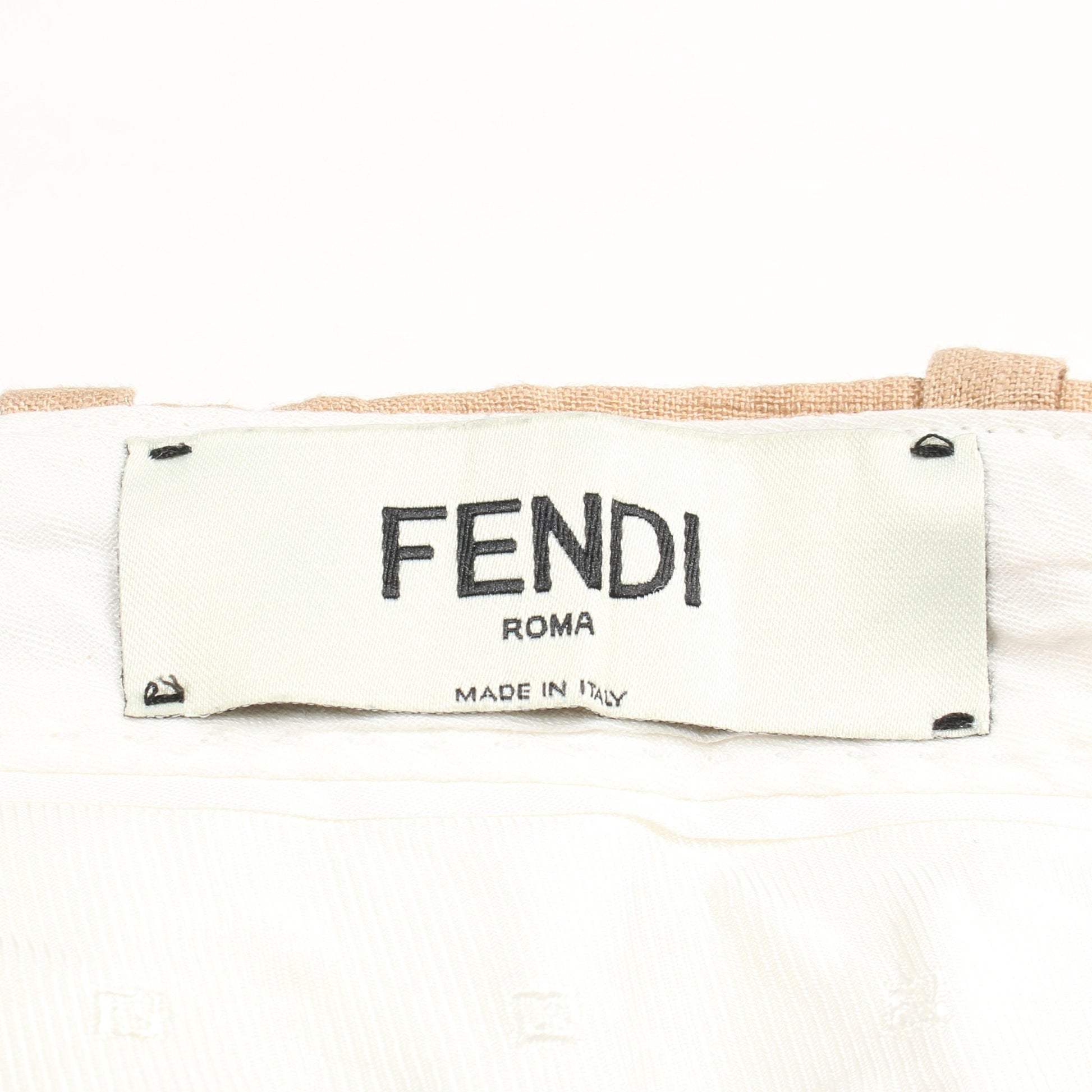 パンツ FFロゴ刺繍 リネン ベージュ フェンディ ボトムス FENDI