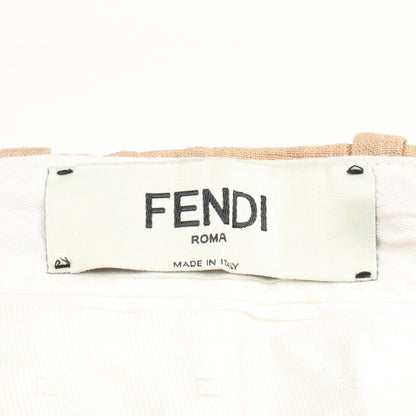 パンツ FFロゴ刺繍 リネン ベージュ フェンディ ボトムス FENDI