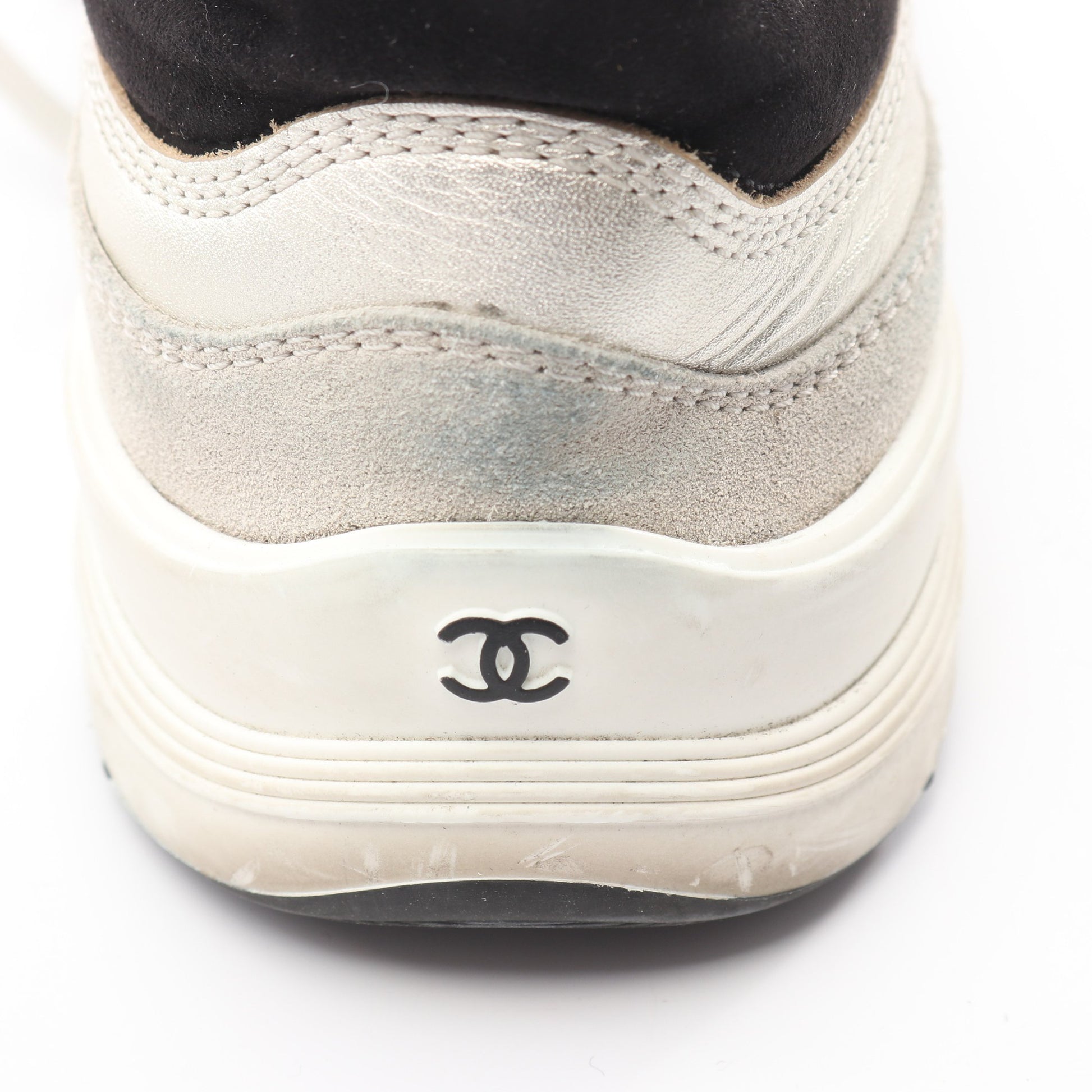 ココマーク スニーカー メタリック レザー ファブリック シルバー ホワイト ブラック シャネル シューズ CHANEL