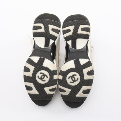 ココマーク スニーカー メタリック レザー ファブリック シルバー ホワイト ブラック シャネル シューズ CHANEL