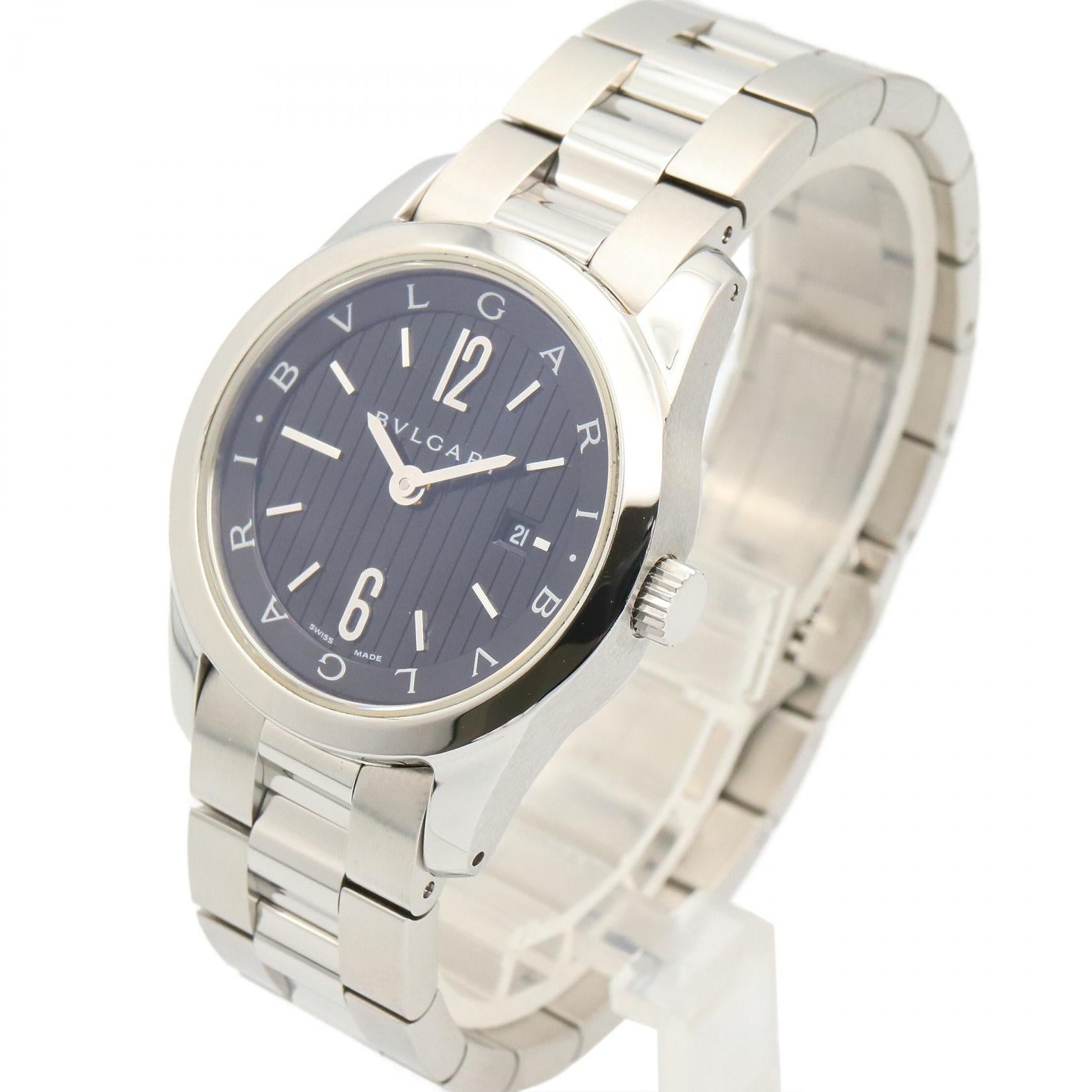 ソロテンポ レディース 腕時計 クオーツ SS ブラック ブルガリ – RECLO