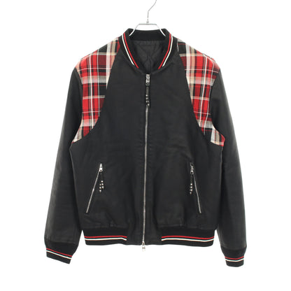 ボンバージャケット チェック コットン ブラック レッド 切替 中綿 アレキサンダーマックイーン アウター ALEXANDER MCQUEEN
