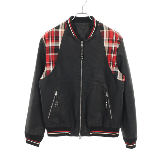 ボンバージャケット チェック コットン ブラック レッド 切替 中綿 アレキサンダーマックイーン アウター ALEXANDER MCQUEEN