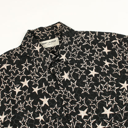 スター シャツ 長袖 シルク ブラック アイボリー サンローランパリ トップス SAINT LAURENT PARIS