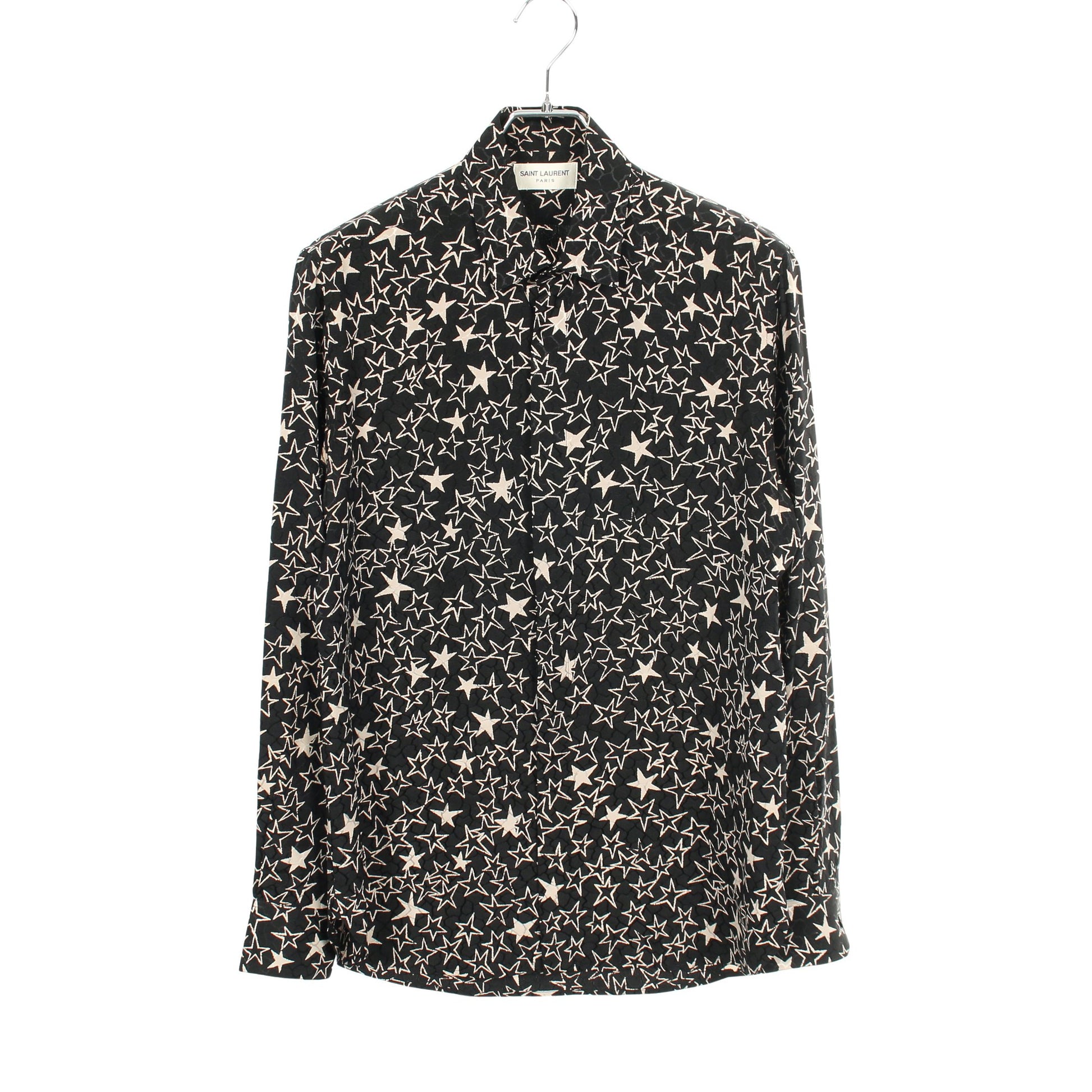 スター シャツ 長袖 シルク ブラック アイボリー サンローランパリ トップス SAINT LAURENT PARIS