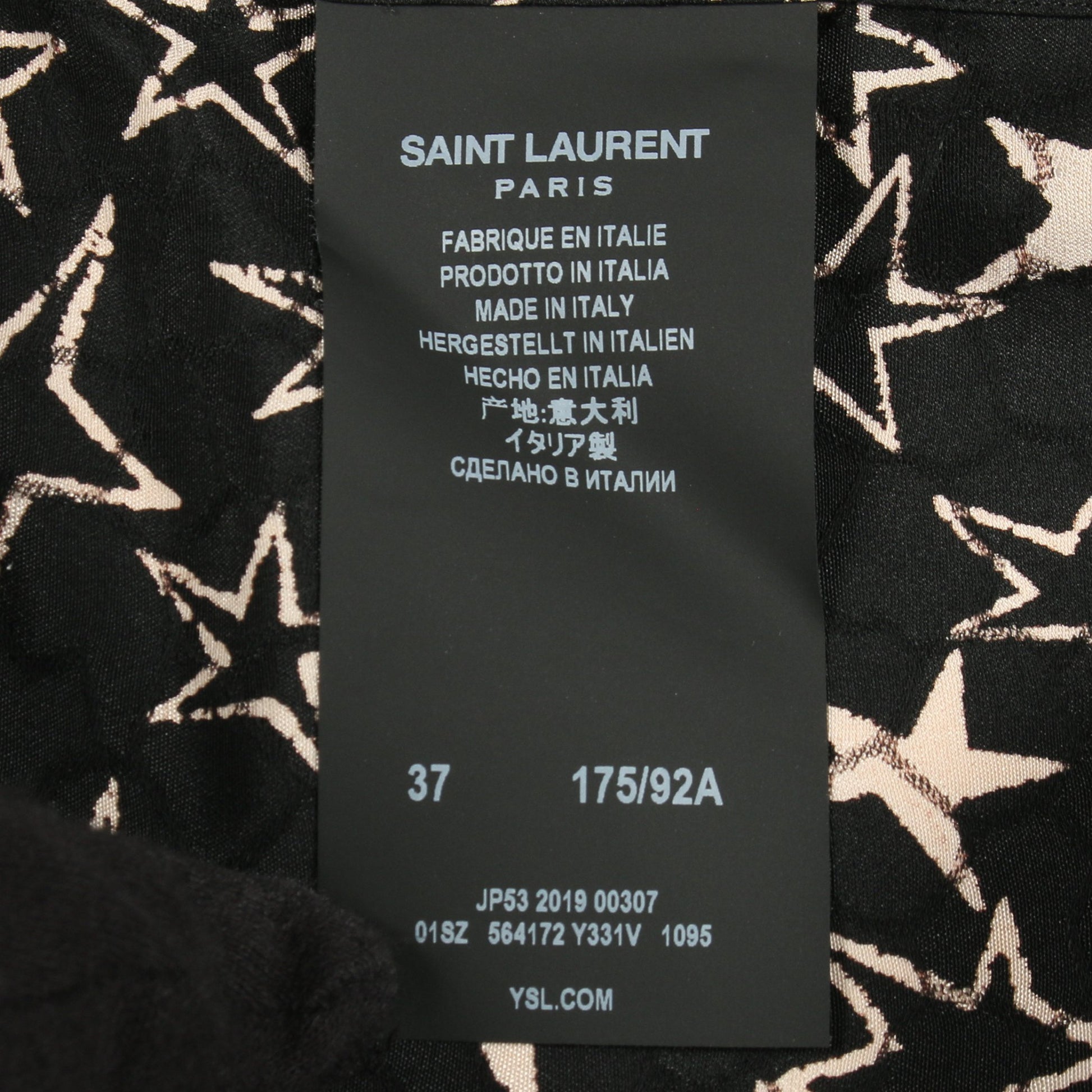 スター シャツ 長袖 シルク ブラック アイボリー サンローランパリ トップス SAINT LAURENT PARIS