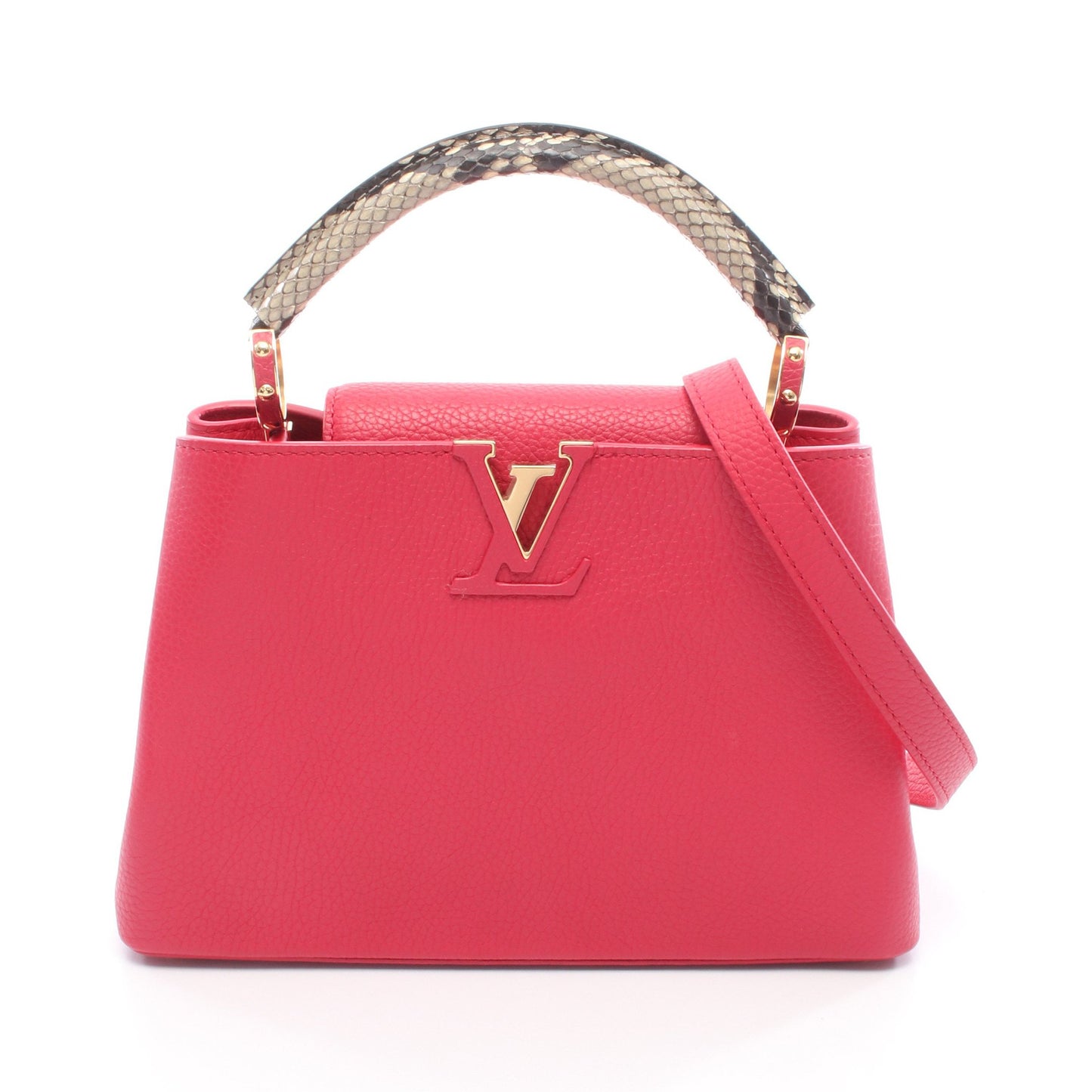 カプシーヌBB フランボワーズ ハンドバッグ レザー パイソン ピンク ベージュ 2WAY ルイヴィトン バッグ LOUIS VUITTON