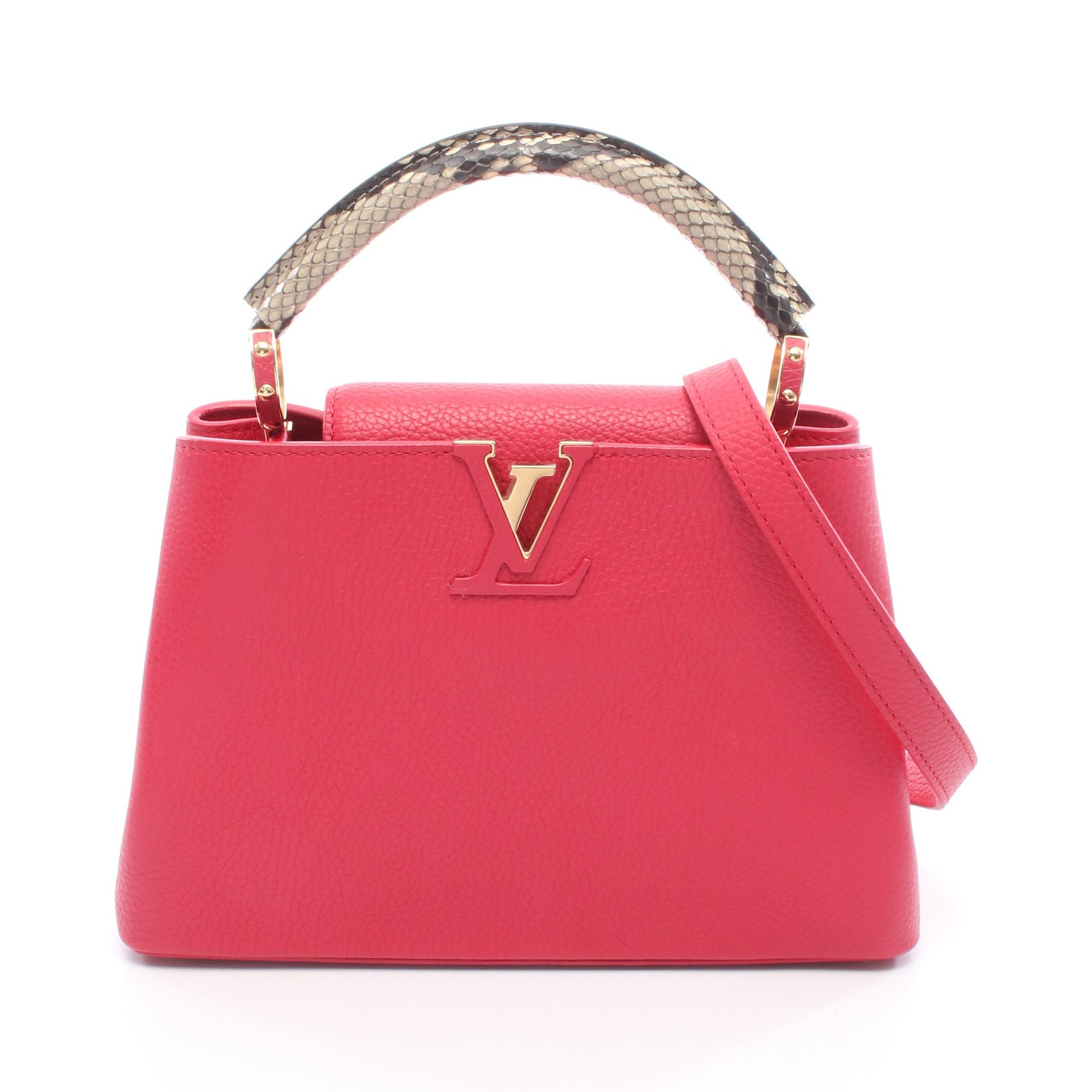 カプシーヌBB フランボワーズ ハンドバッグ レザー パイソン ピンク ベージュ 2WAY ルイヴィトン バッグ LOUIS VUITTON