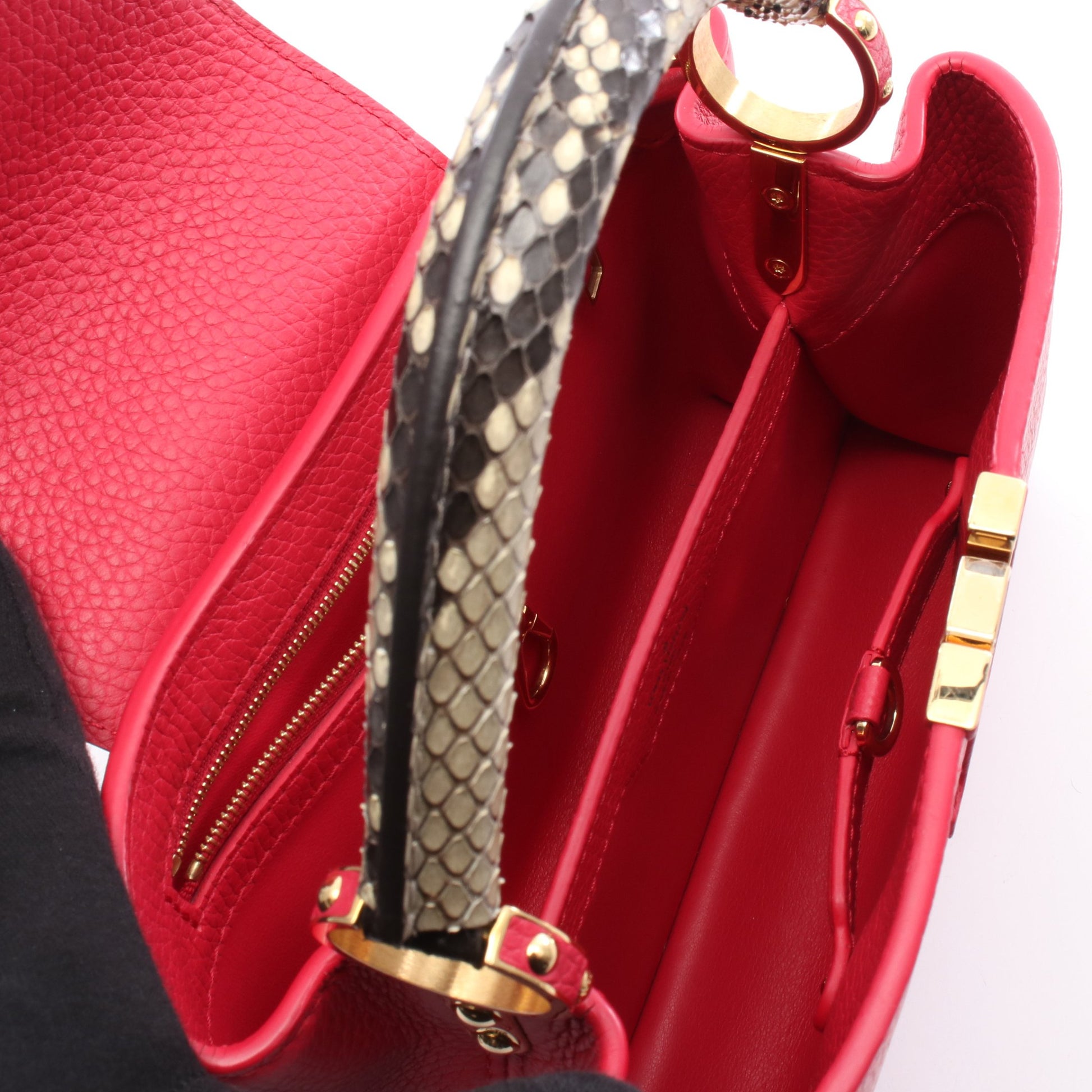 カプシーヌBB フランボワーズ ハンドバッグ レザー パイソン ピンク ベージュ 2WAY ルイヴィトン バッグ LOUIS VUITTON