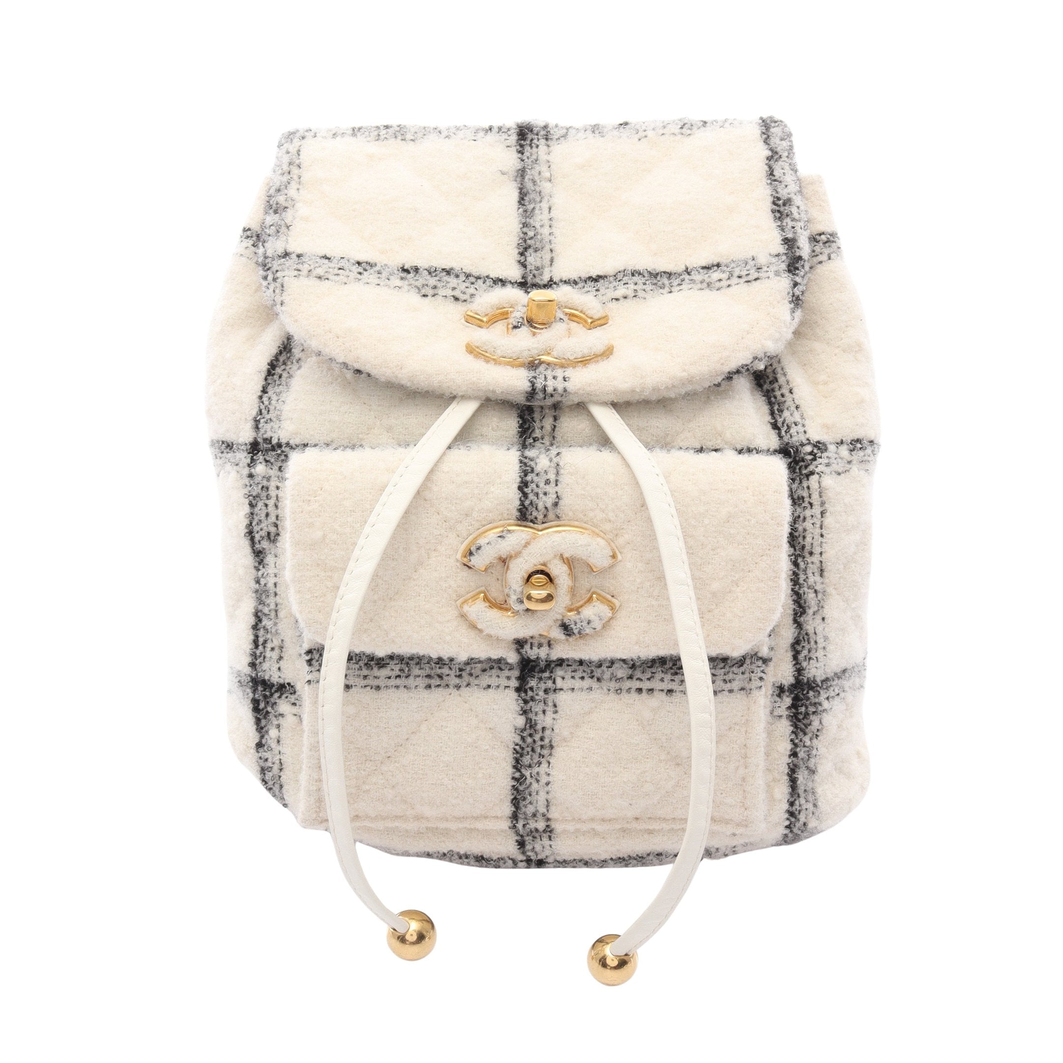 CHANEL MAKEUP ゴールド金具ツイード リュックバッグ CHANEL MAKEUP ゴールド金具ツイード リュックバッグ