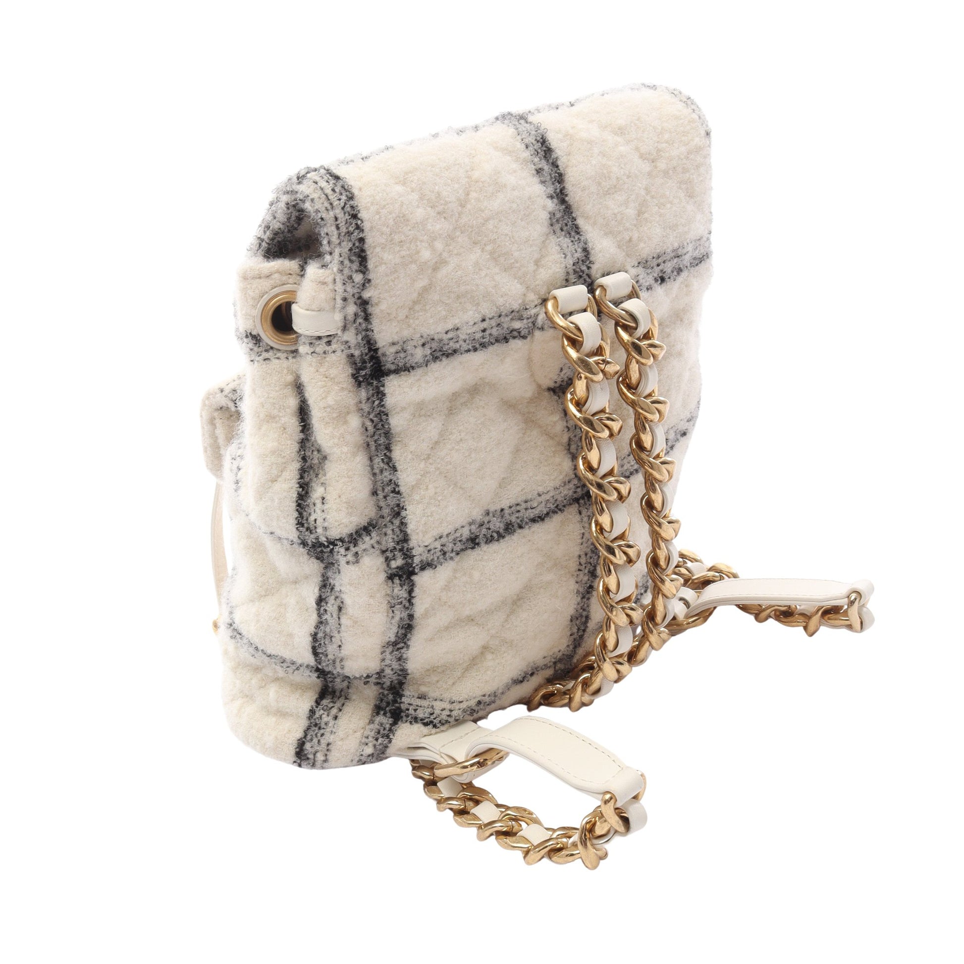 ココマーク バックパック リュックサック ツイード オフホワイト ブラック ゴールド金具 シャネル バッグ CHANEL
