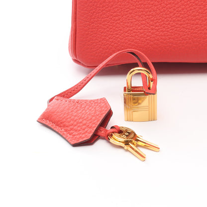 バーキン25 ルージュピヴォワンヌ ハンドバッグ トゴ レッド ゴールド金具 T刻印 エルメス バッグ HERMES