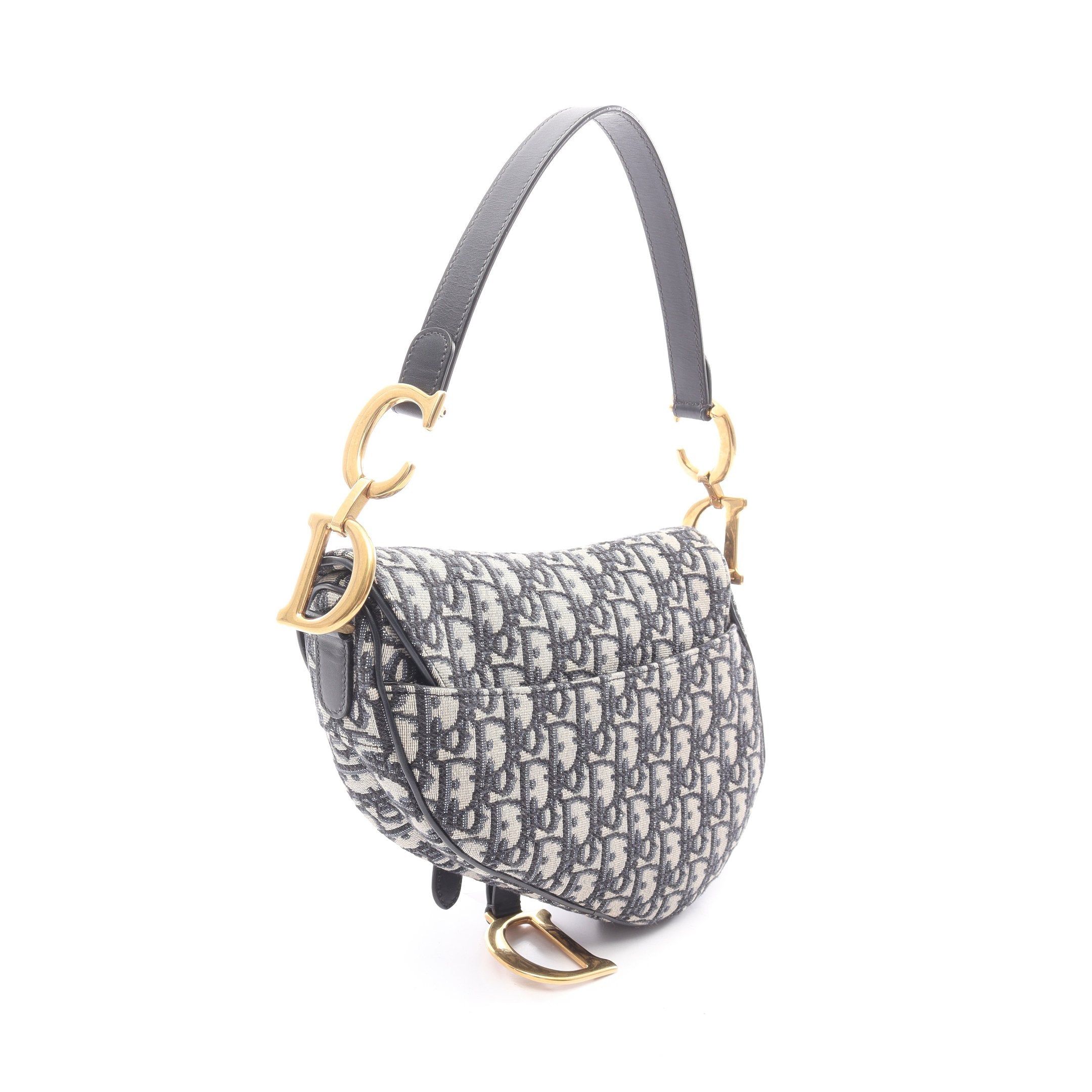 サドルバッグ オブリーク ハンドバッグ キャンバス レザー ベージュ