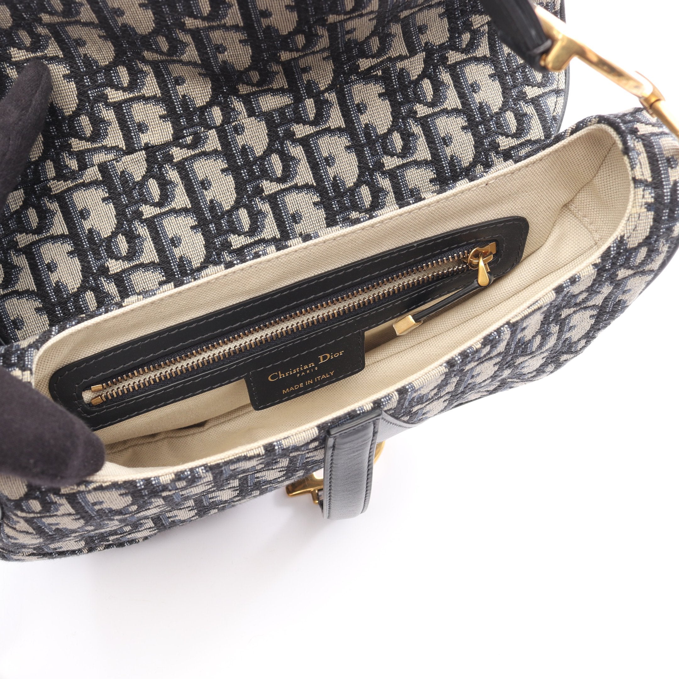 サドルバッグ オブリーク ハンドバッグ キャンバス レザー ベージュ