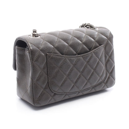ミニマトラッセ20 チェーンショルダーバッグ キャビアスキン ダークグレー シルバー金具 シャネル バッグ CHANEL