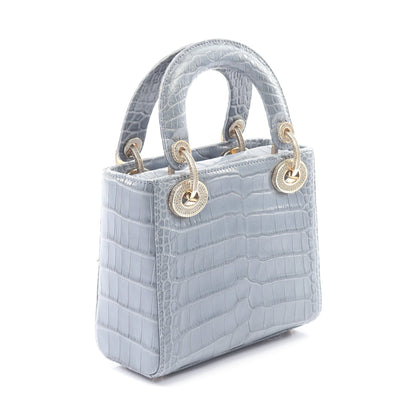 レディディオール ミニ ハンドバッグ アリゲーター ブルーグレー 2WAY クリスチャンディオール バッグ Christian Dior
