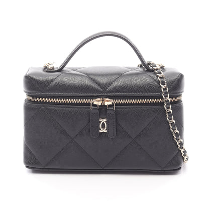 マトラッセ スモールバニティバッグ ハンドバッグ キャビアスキン ブラック ゴールド金具 2WAY シャネル バッグ CHANEL
