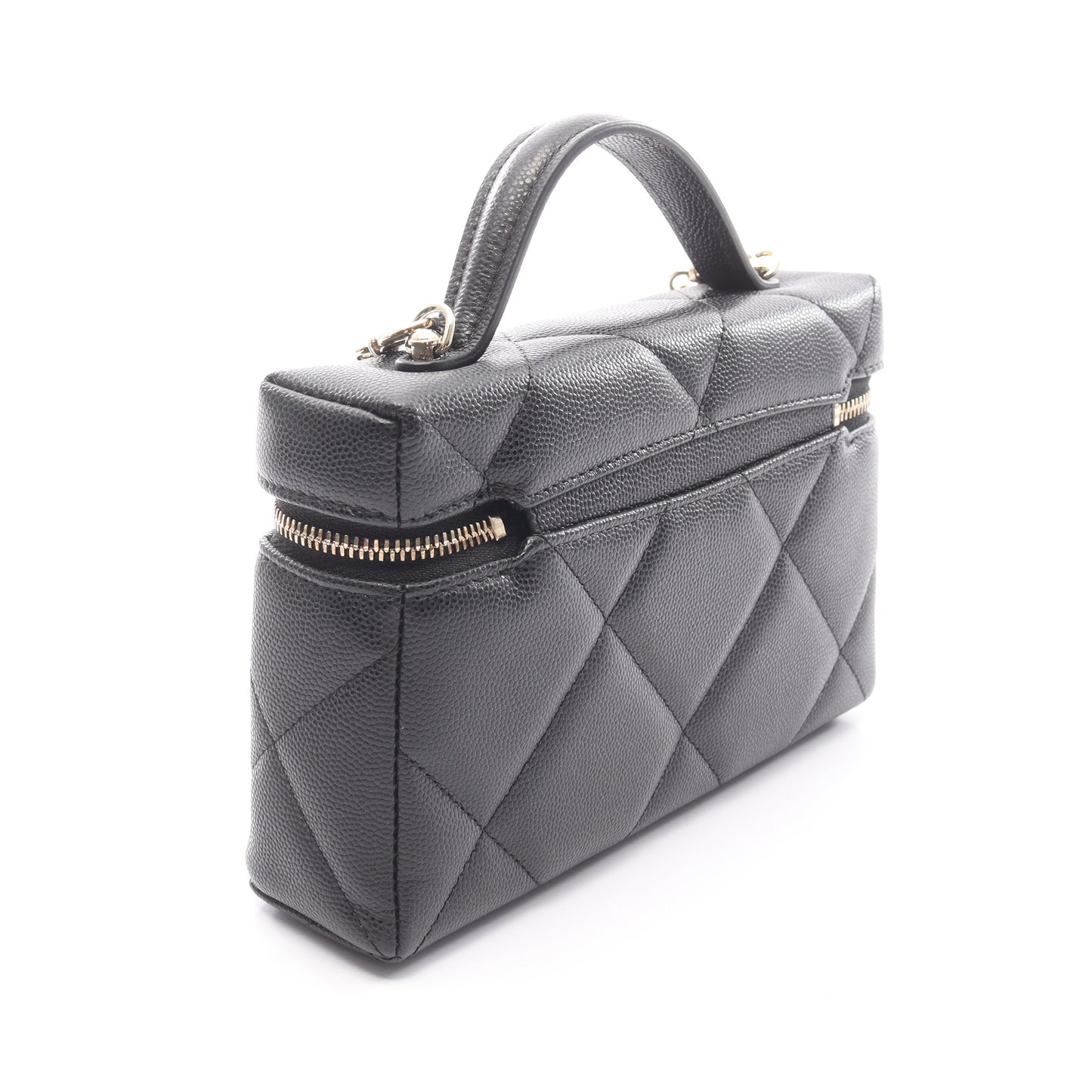 マトラッセ スモールバニティバッグ ハンドバッグ キャビアスキン ブラック ゴールド金具 2WAY シャネル バッグ CHANEL