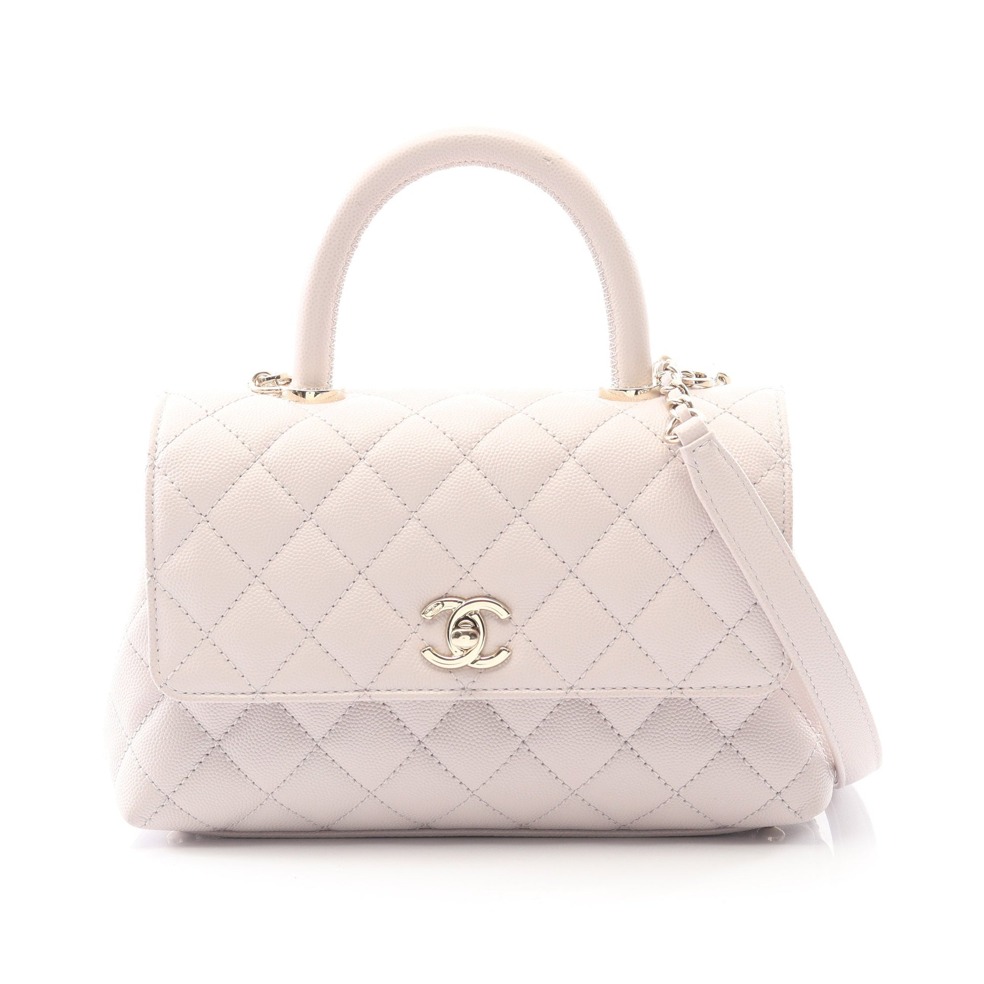 ココハンドル フラップ マトラッセ ハンドバッグ キャビアスキン ライトピンク ゴールド金具 2WAY シャネル バッグ CHANEL