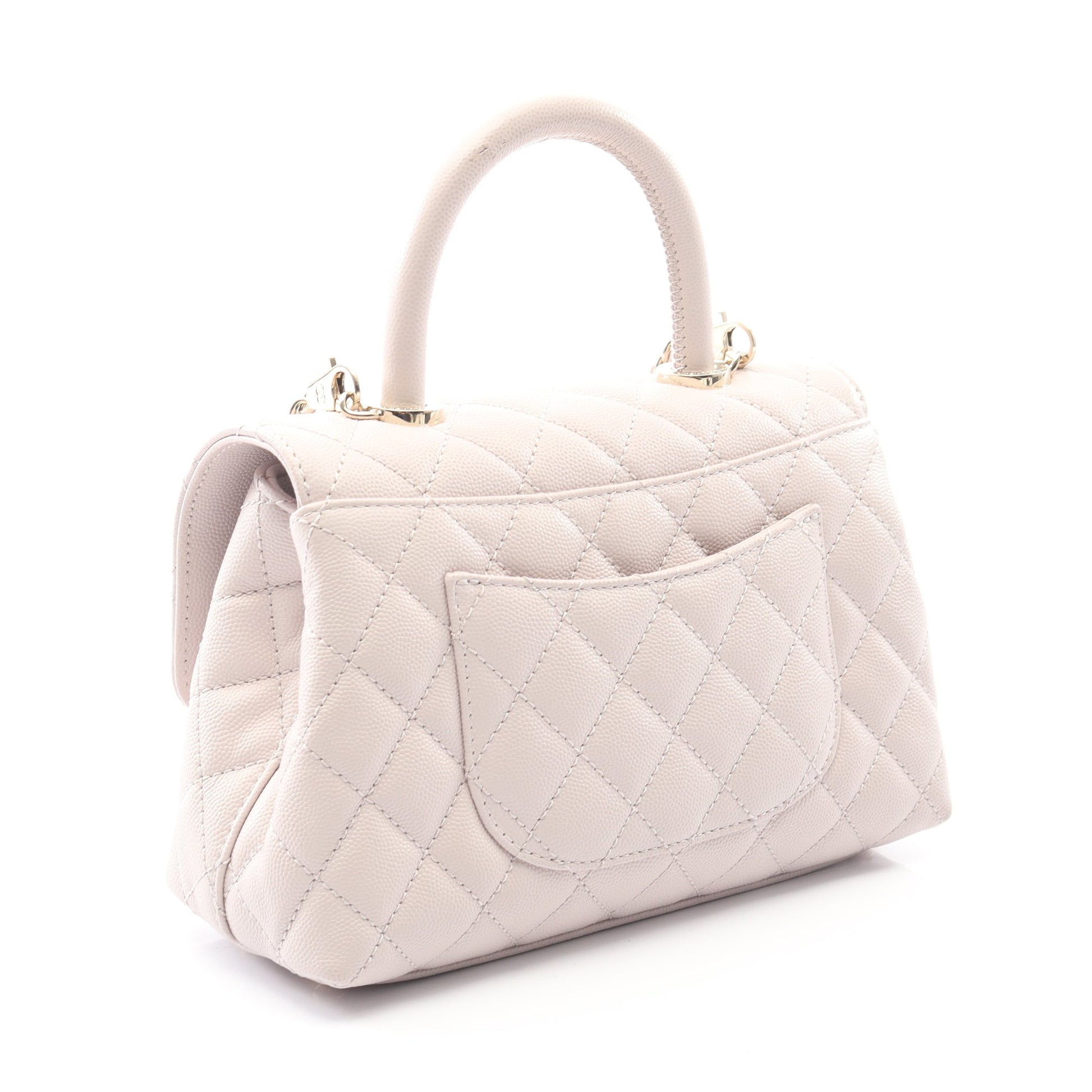 ココハンドル フラップ マトラッセ ハンドバッグ キャビアスキン ライトピンク ゴールド金具 2WAY シャネル バッグ CHANEL