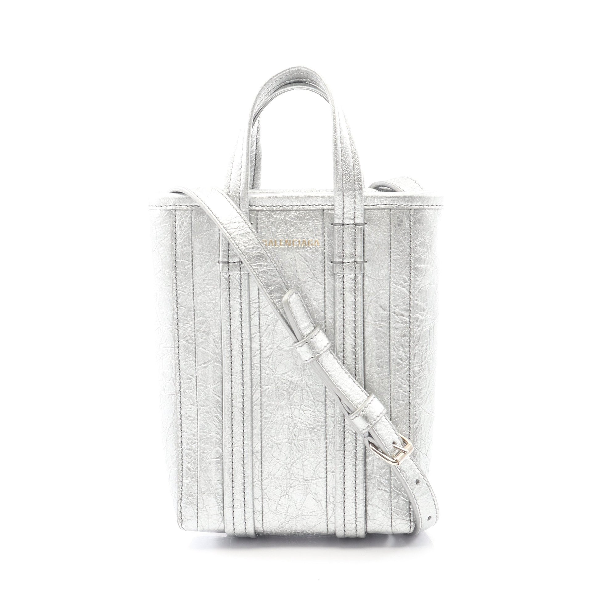 バーブ フォンホルダー ショルダーバッグ レザー シルバー 2WAY バレンシアガ バッグ BALENCIAGA