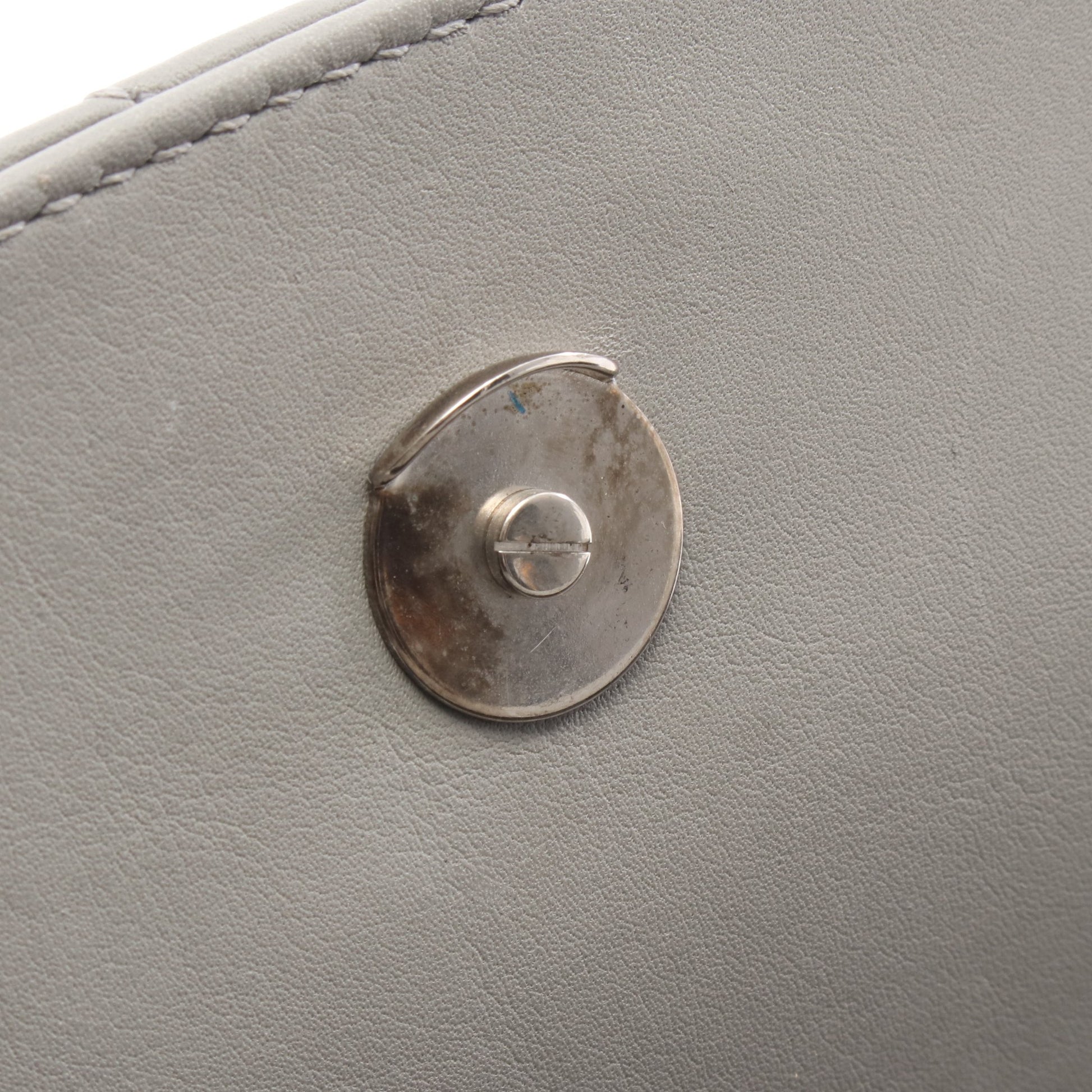 BBラウンド チェーンショルダーバッグ レザー グレー バレンシアガ バッグ BALENCIAGA