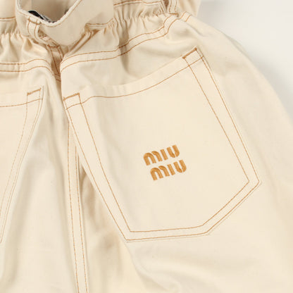 ワイドパンツ コットン アイボリー ミュウミュウ ボトムス miu miu