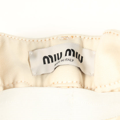 ワイドパンツ コットン アイボリー ミュウミュウ ボトムス miu miu