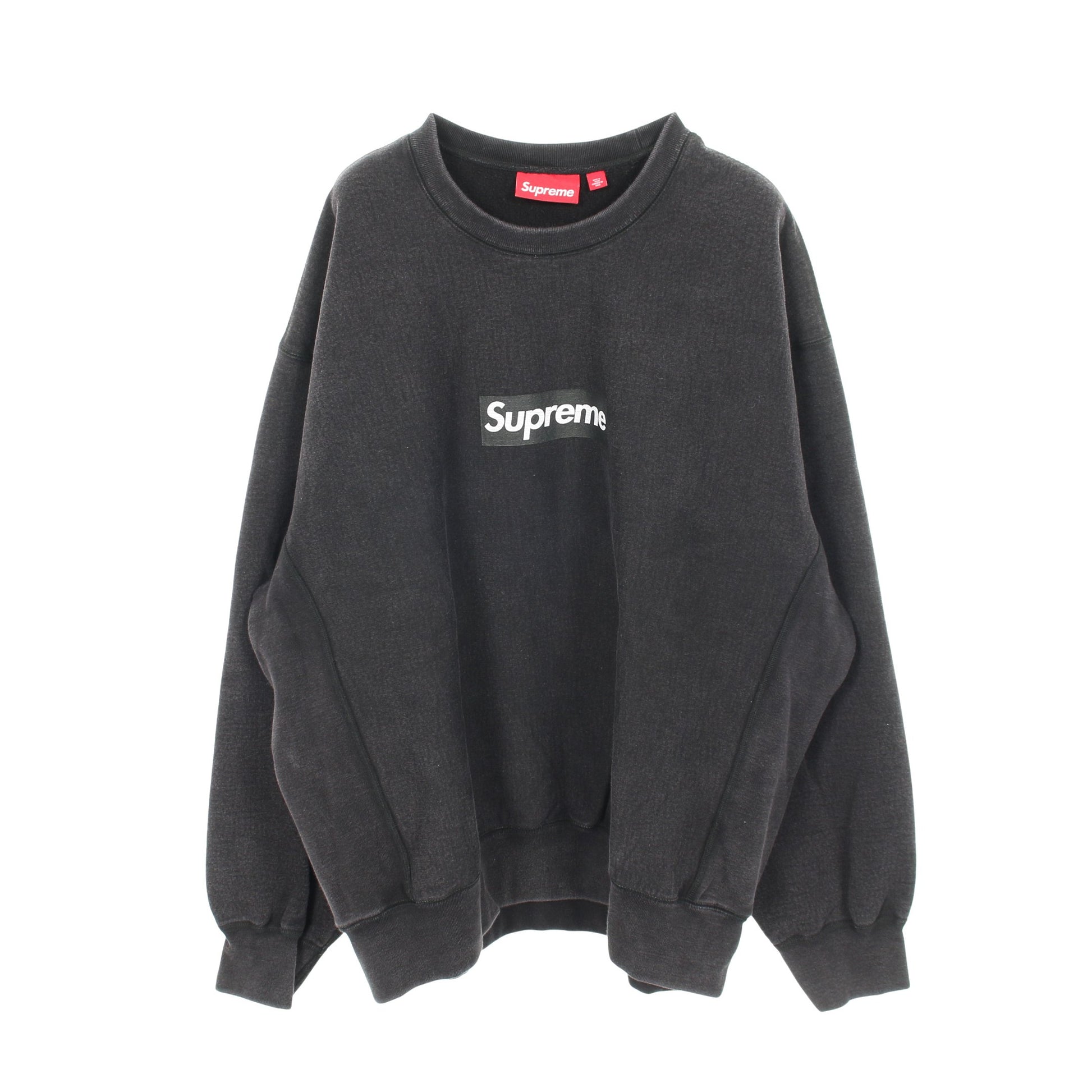 Washed Box Logo Crewneck スウェット ブラック 25SS スウェットシャツ クルーネック コットン ダークグレー ウォッシュ加工 裏起毛 25SS シュプリーム トップス Supreme
