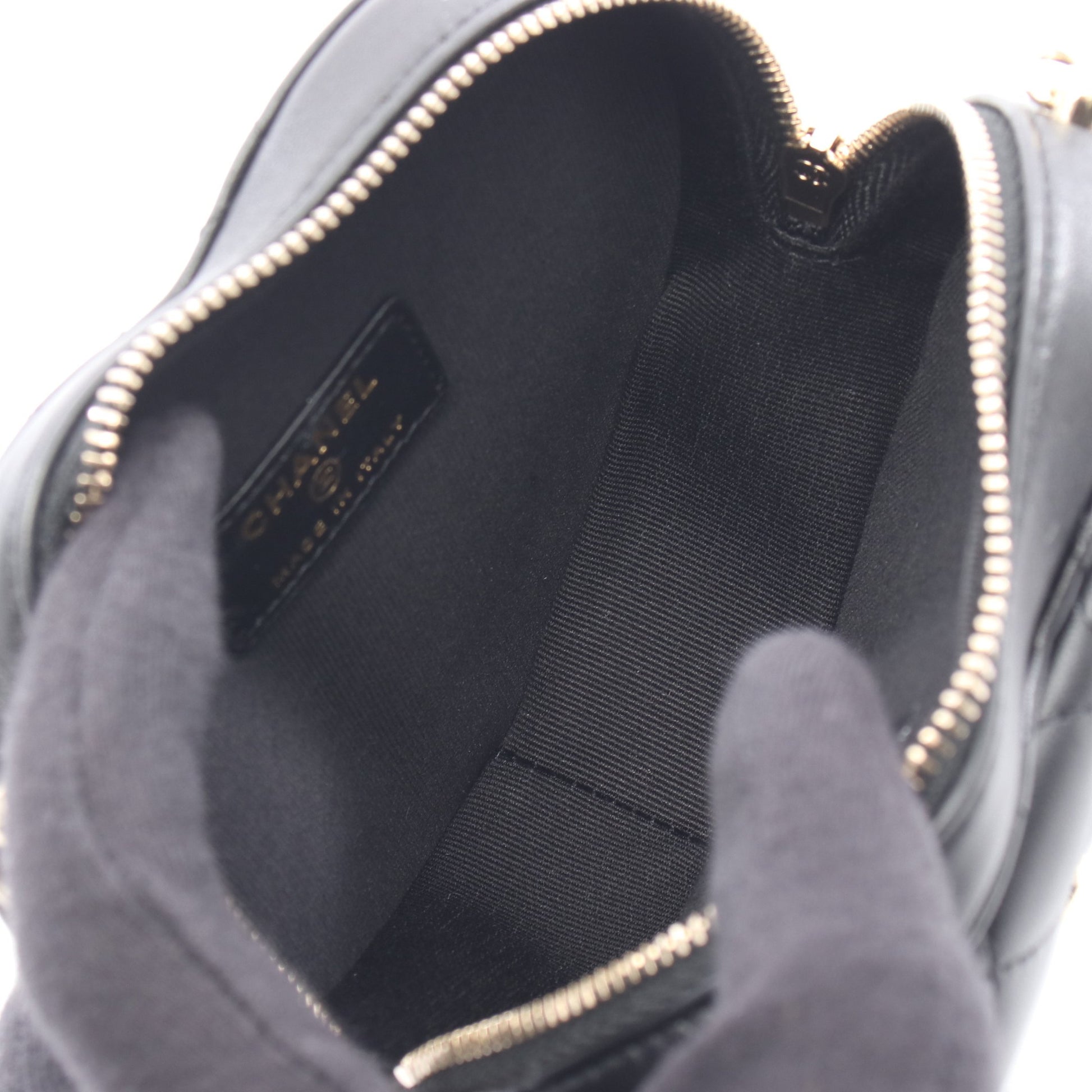 マトラッセ ハート チェーンショルダーバッグ ラムスキン ブラック ゴールド金具 シャネル バッグ CHANEL