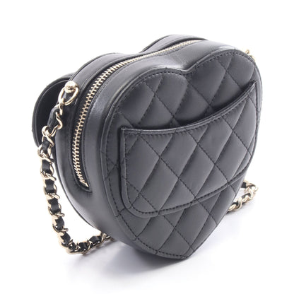 マトラッセ ハート チェーンショルダーバッグ ラムスキン ブラック ゴールド金具 シャネル バッグ CHANEL