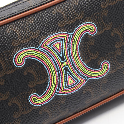トリオンフ ミニカメラバッグ ワンショルダーバッグ PVC レザー ダークブラウン ブラウン マルチカラー セリーヌ バッグ CELINE