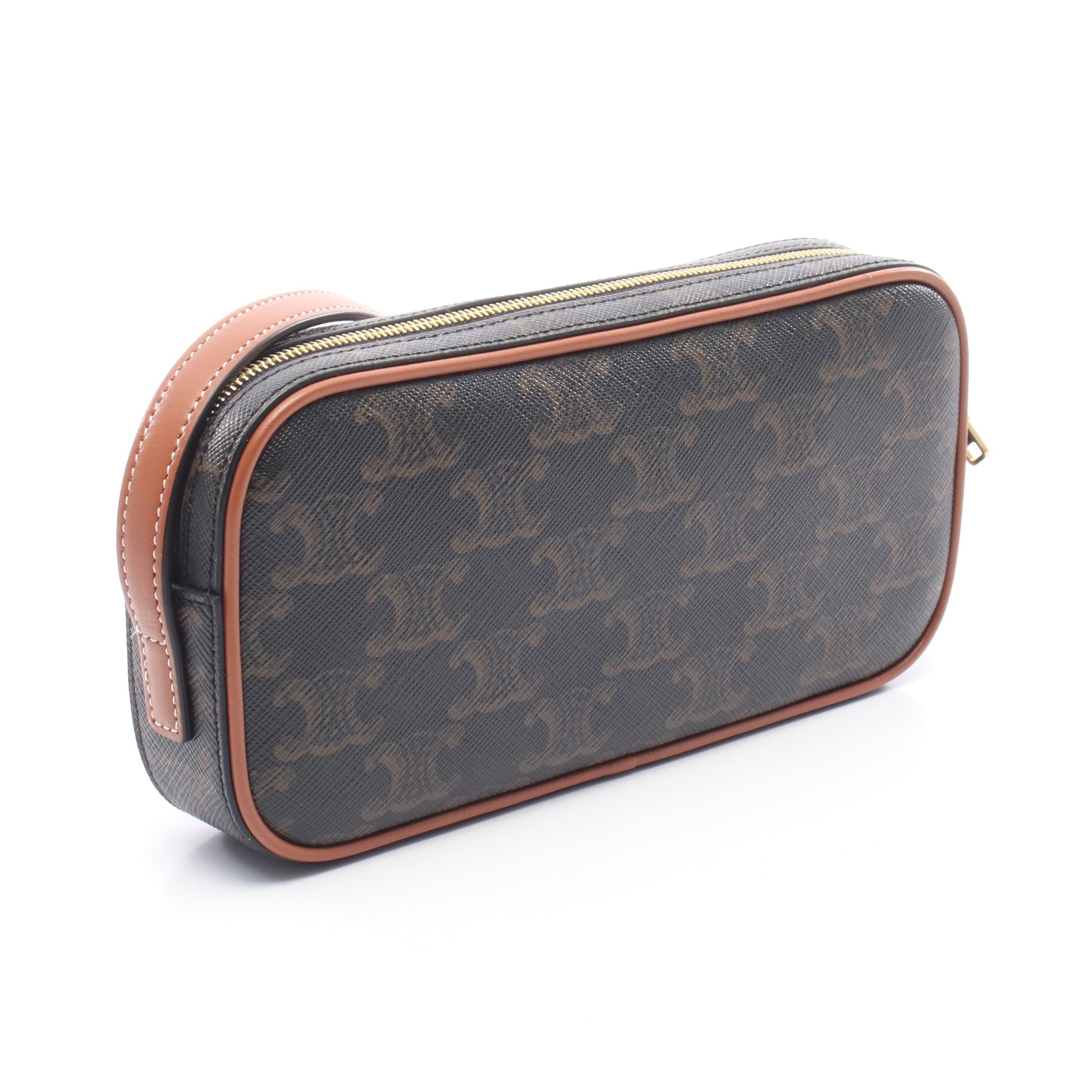 セリーヌ CELINE キュイル トリオンフ ミニカメラバッグ ショルダーバッグ バッグ PVCコーティングキャンバス レザー レディース ブラック系 / ブラウン系 / マルチカラー 【中古】 CELINE - セリーヌ CELINE キュイル トリオンフ ミニカメラバッグ