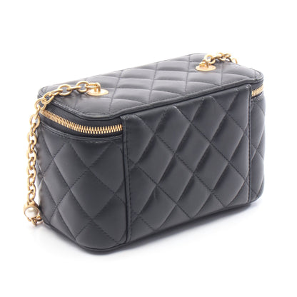 マトラッセ スモールバニティ チェーンショルダーバッグ レザー ブラック ゴールド金具 シャネル バッグ CHANEL