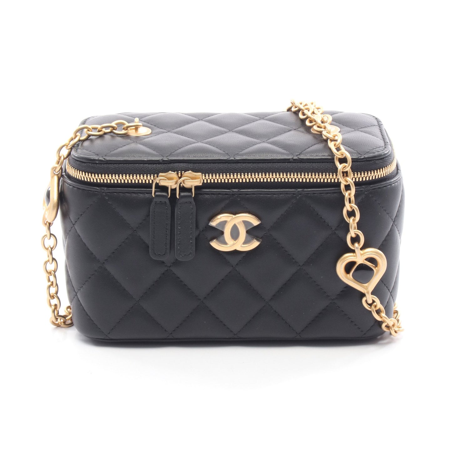 マトラッセ スモールバニティ チェーンショルダーバッグ レザー ブラック ゴールド金具 シャネル バッグ CHANEL