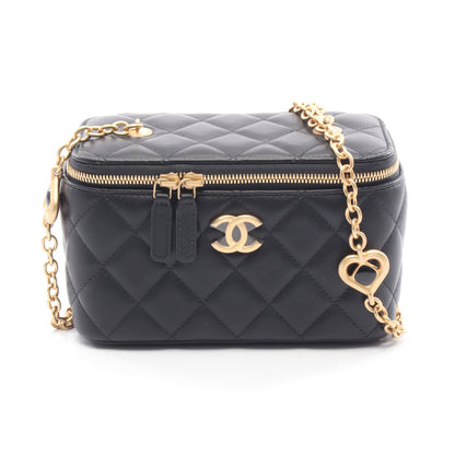 マトラッセ スモールバニティ チェーンショルダーバッグ レザー ブラック ゴールド金具 シャネル バッグ CHANEL